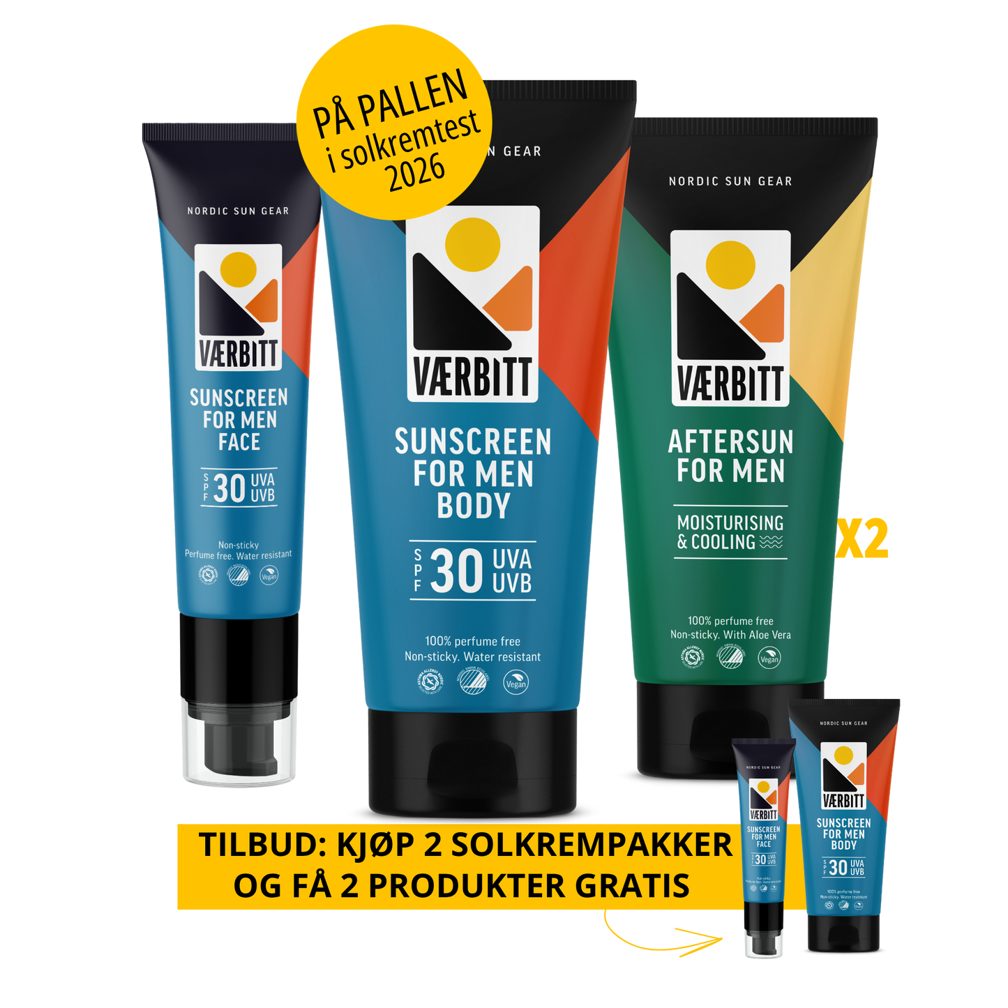 TILBUD: Kjøp 2 Værbitt solkrempakker – få 2 produkter gratis