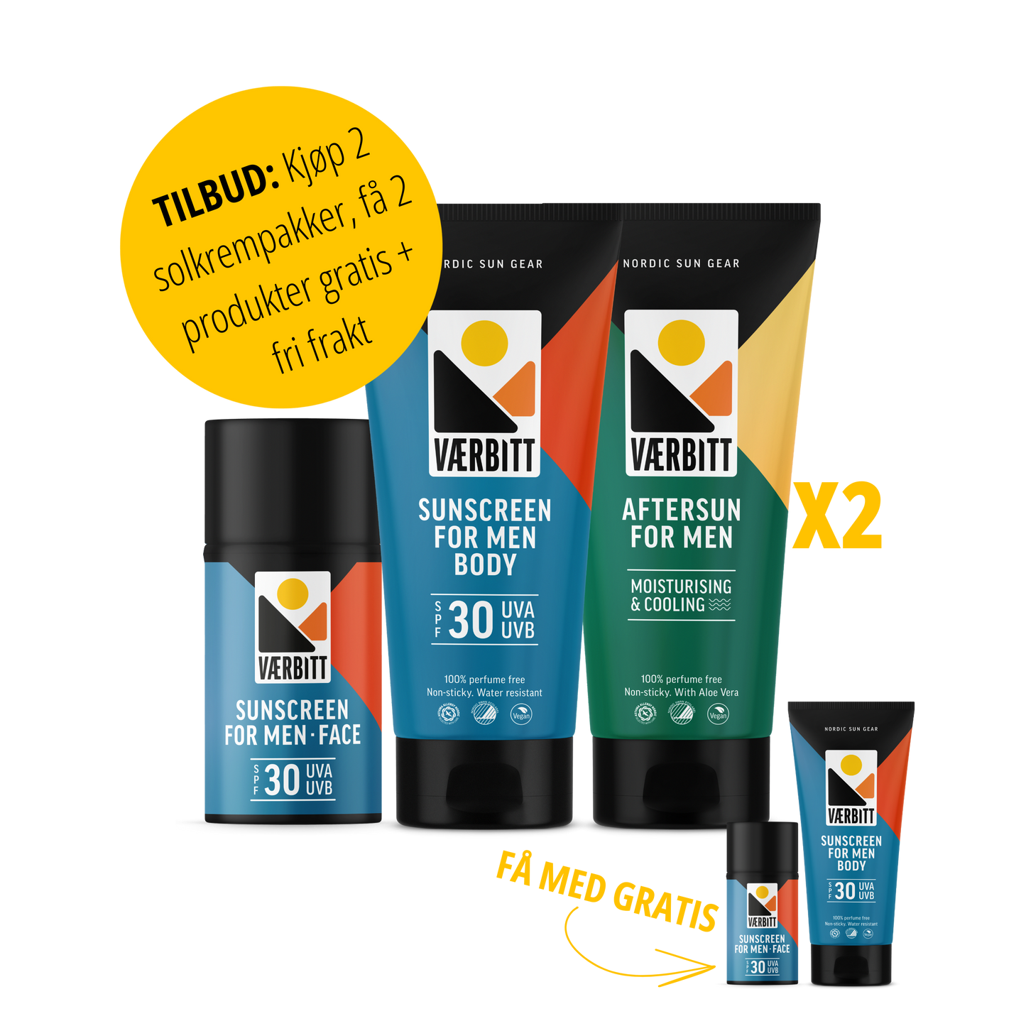 TILBUD: Kjøp 2 Værbitt solkrempakker – få 2 produkter gratis